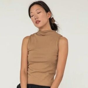 Elizabeth Suzann x Alabama Chanin Sleeveless James Mock Neck Caramel
